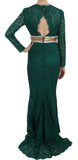 Load image into Gallery viewer, Dolce &amp; Gabbana Crystal Gold Belt Lace Sheath Gown Dress