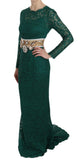 Load image into Gallery viewer, Dolce &amp; Gabbana Crystal Gold Belt Lace Sheath Gown Dress