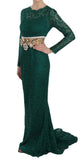 Load image into Gallery viewer, Dolce &amp; Gabbana Crystal Gold Belt Lace Sheath Gown Dress