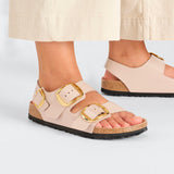 Load image into Gallery viewer, Women's Milano Big Buckle Natural Leather Patent High Shine New Beige Medium/Narrow