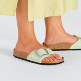 Load image into Gallery viewer, Unisex Madrid Big Buckle Natural Leather Patent Faded Lime Medium/Narrow