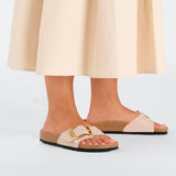 Load image into Gallery viewer, Women's Madrid Big Buckle Natural Leather Patent High Shine New Beige Medium/Narrow