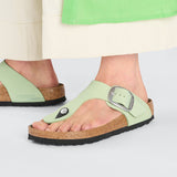 Load image into Gallery viewer, Women's Gizeh Big Buckle Nubuck Leather Faded Lime Regular/Wide