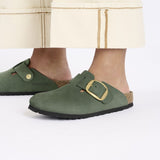 Load image into Gallery viewer, Women's Boston Big Buckle Nubuck Leather Thyme Medium/Narrow