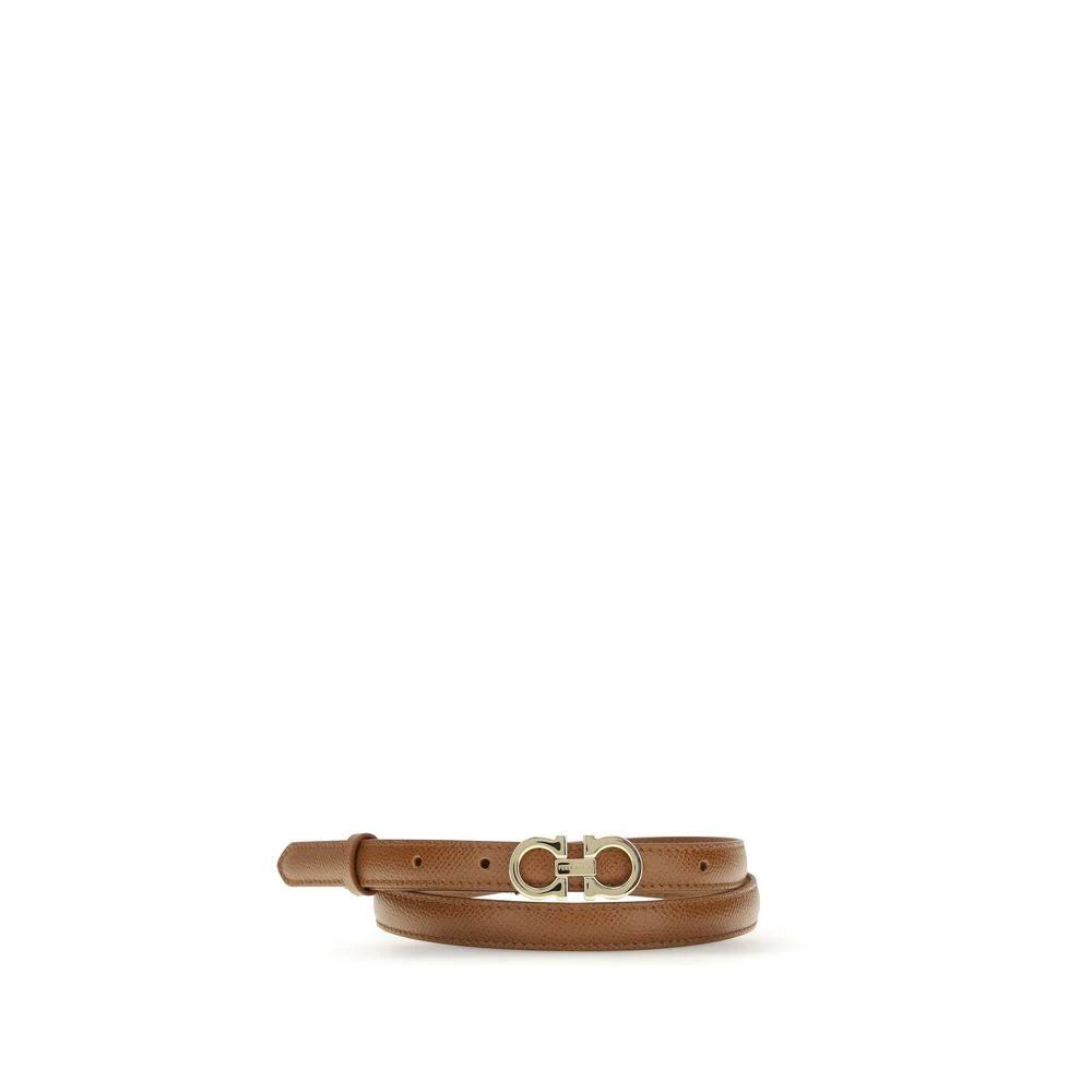 Ferragamo Beige Calf Leather Bos Taurus Thin Belt