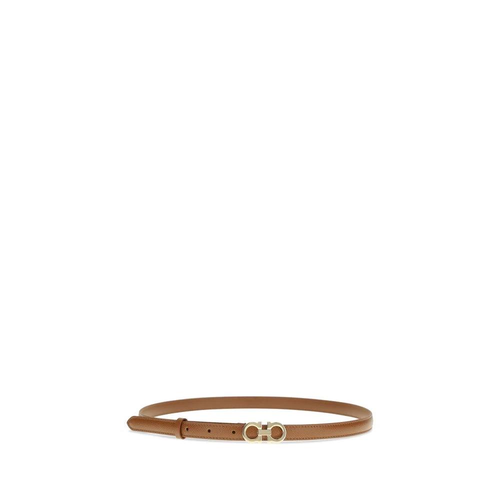 Ferragamo Beige Calf Leather Bos Taurus Thin Belt