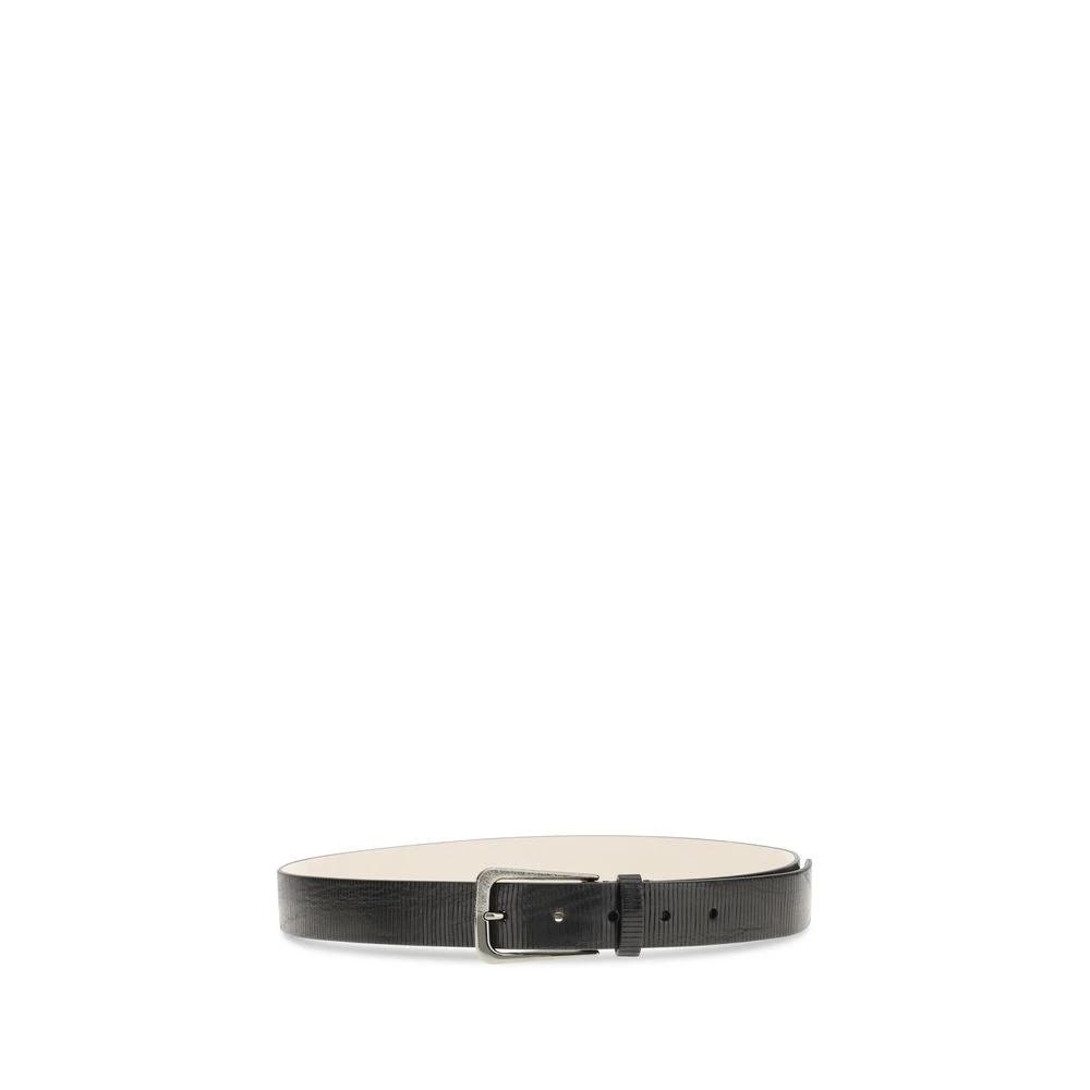 Brunello Cucinelli Black Calf Leather Bos Taurus Regular Belt