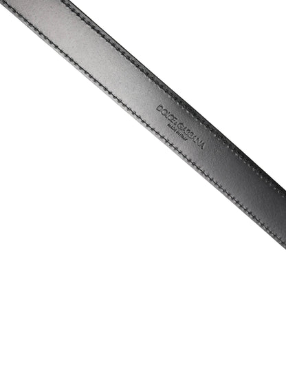Dolce & Gabbana Men Black Marble Leather DG Logo Buckle Belt