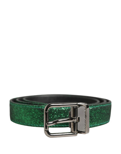 Dolce & Gabbana Men Green Lurex Polyester Metal Buckle Belt