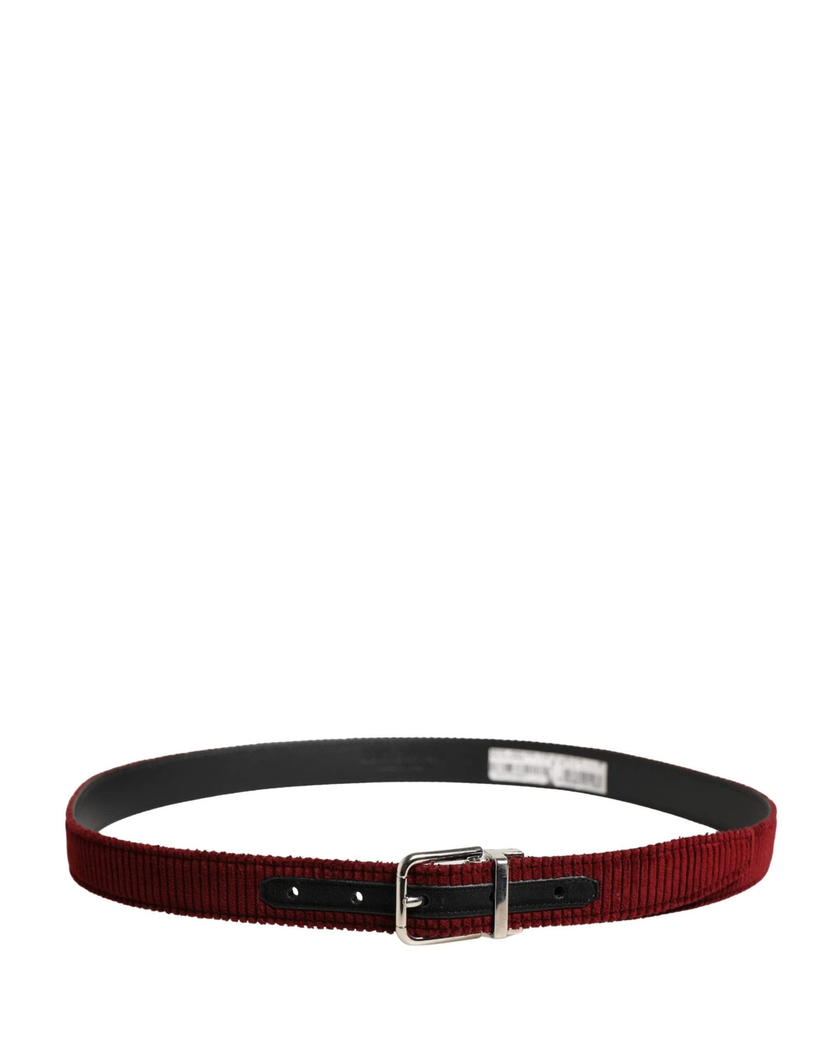 Dolce & Gabbana Men Red Velvet Leather Metal Buckle Belt