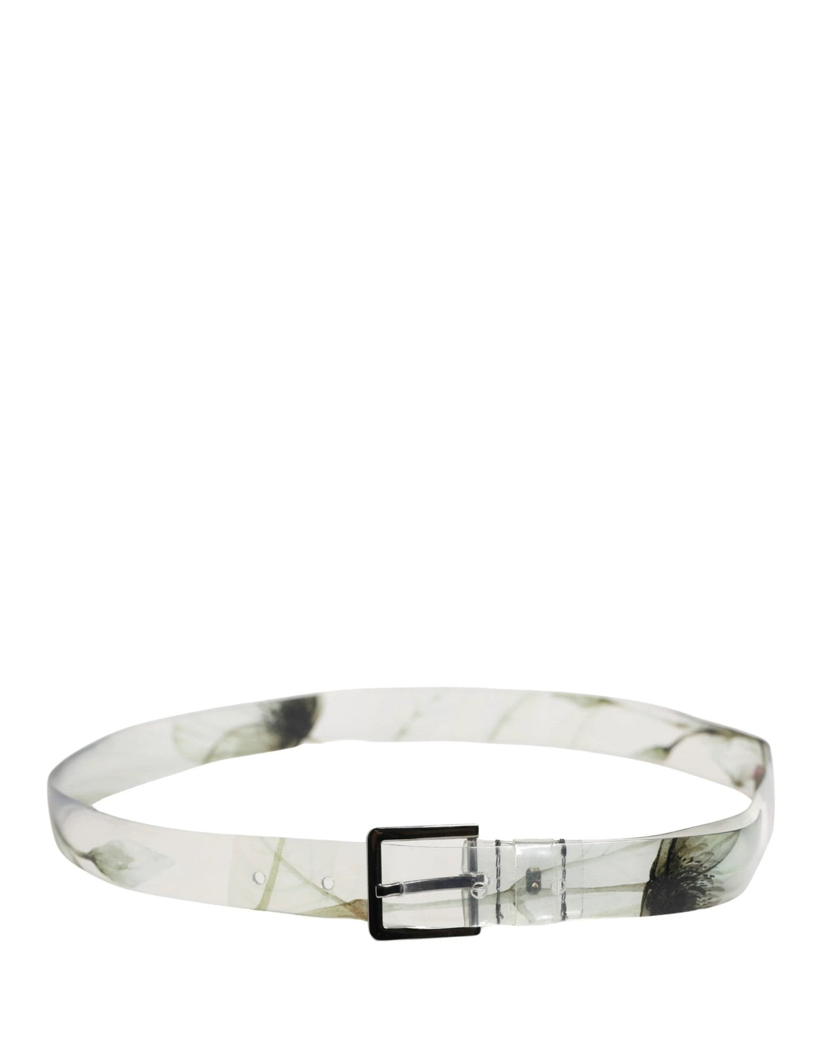 Dolce & Gabbana Men White Floral PVC Silver Metal Buckle Belt