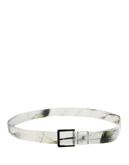 Dolce & Gabbana Men White Floral PVC Silver Metal Buckle Belt