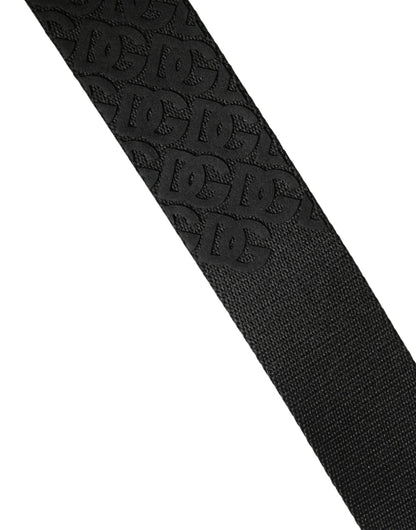 Dolce & Gabbana Men Black DG Logo Polyester Metal Buckle Belt