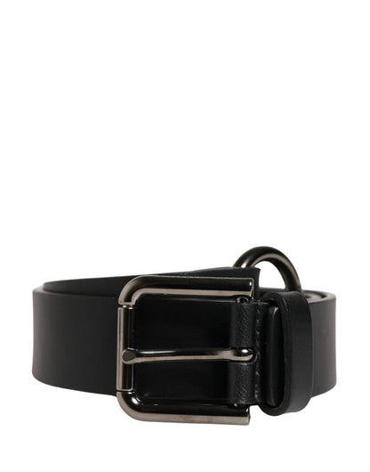 Dolce & Gabbana Men Black Calfskin Leather Metal Buckle Belt