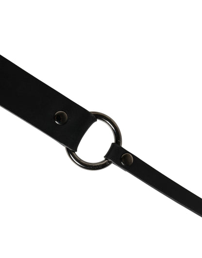 Dolce & Gabbana Men Black Calfskin Leather Metal Buckle Belt