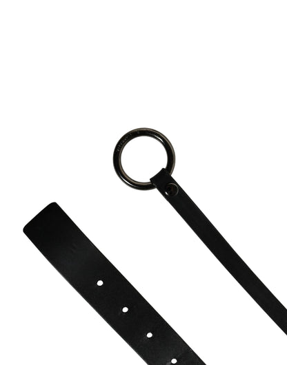 Dolce & Gabbana Men Black Calfskin Leather Metal Buckle Belt