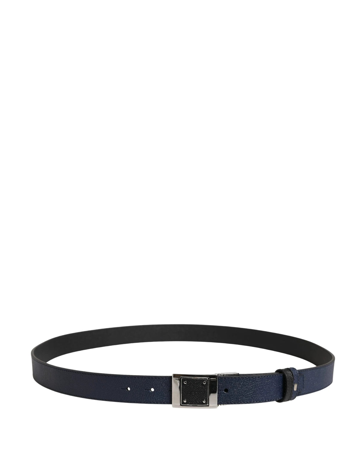 Dolce & Gabbana Men Blue Calfskin Leather Square Buckle Belt