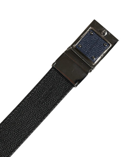 Dolce & Gabbana Men Blue Calfskin Leather Square Buckle Belt
