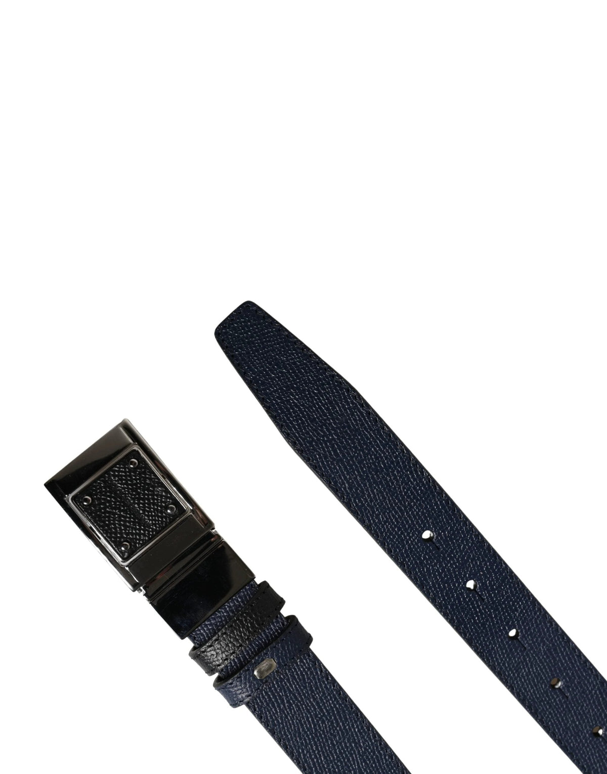 Dolce & Gabbana Men Blue Calfskin Leather Square Buckle Belt