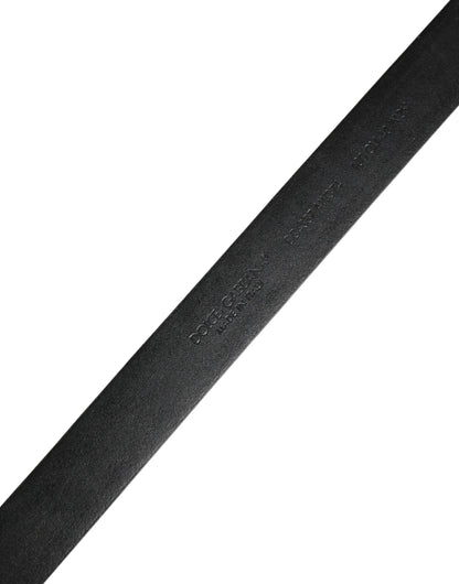 Dolce & Gabbana Men Black Classic Leather Metal Buckle Belt