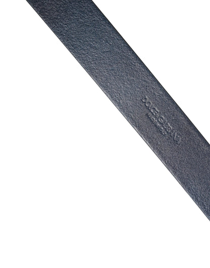 Dolce & Gabbana Men Blue Calf Leather Logo Metal Buckle Belt