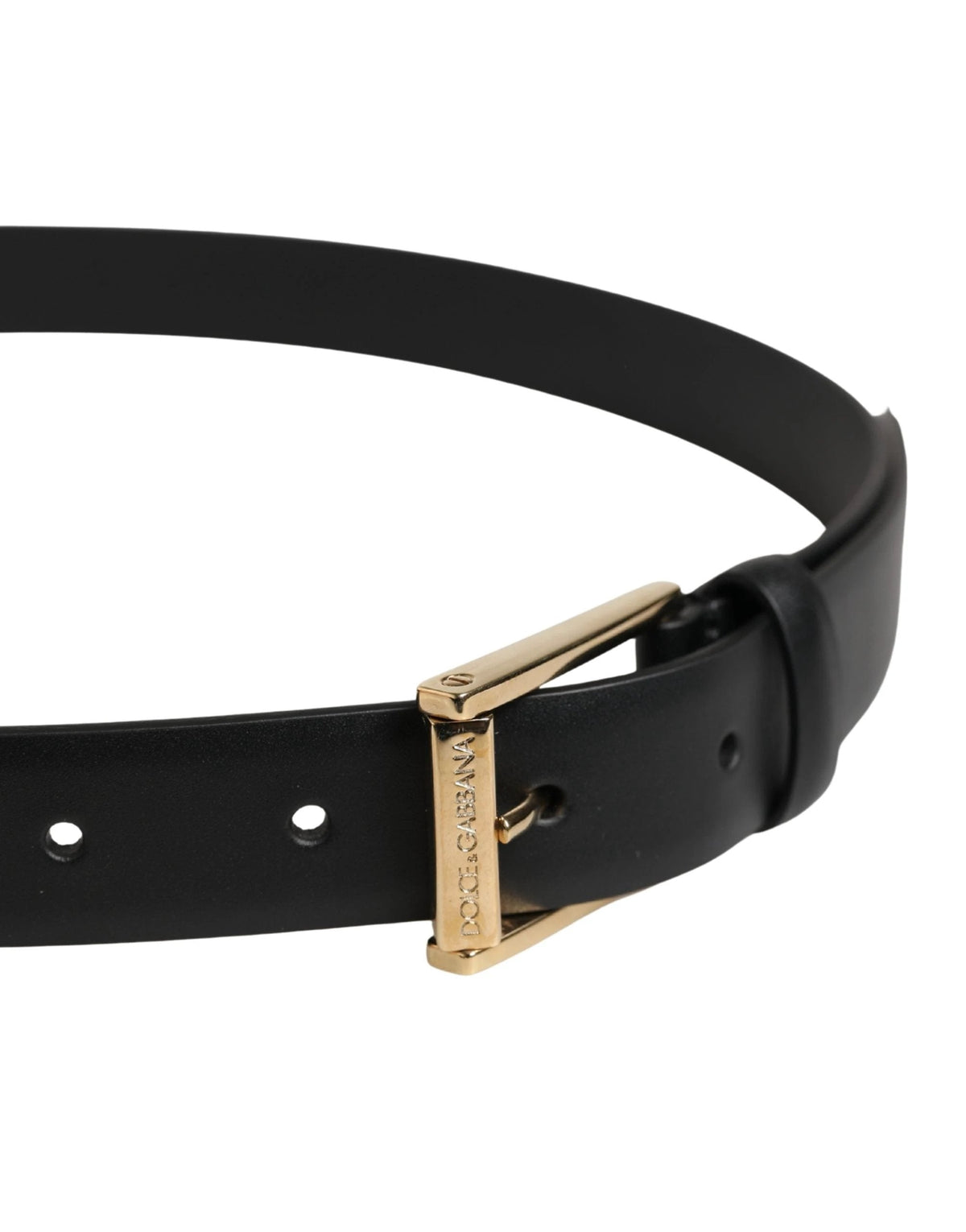 Dolce & Gabbana Men Black Classic Leather Metal Buckle Belt