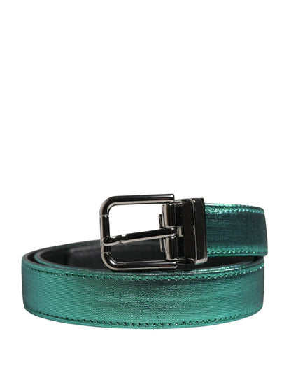 Dolce & Gabbana Men Green Lurex Polyester Metal Buckle Belt