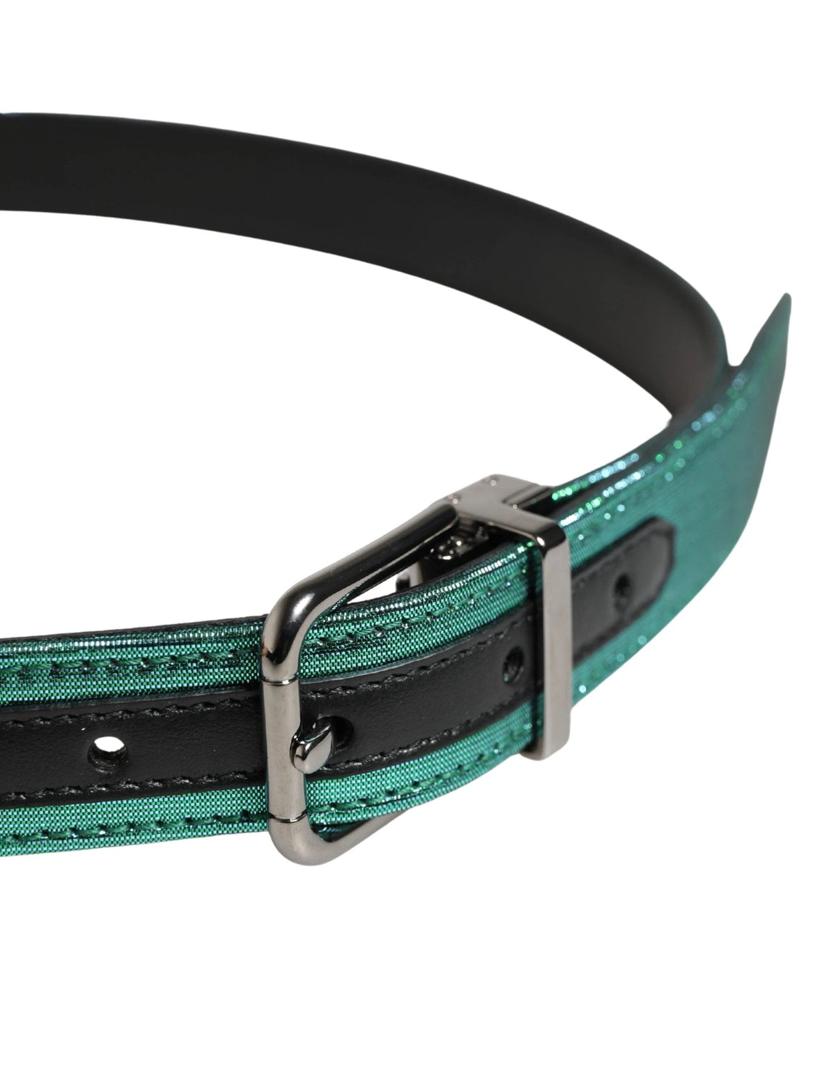 Dolce & Gabbana Men Green Lurex Polyester Metal Buckle Belt