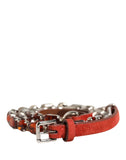 Load image into Gallery viewer, Dolce &amp; Gabbana Red Velvet Crystals Chain Embellished Belt