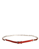 Load image into Gallery viewer, Dolce &amp; Gabbana Red Velvet Crystals Chain Embellished Belt