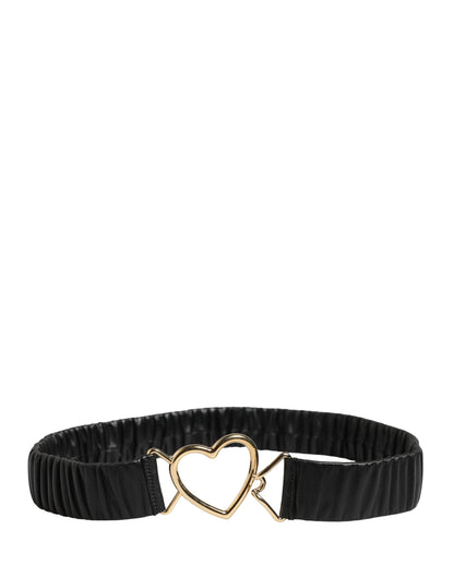 Dolce & Gabbana Black Leather Gold Heart Metal Buckle Belt