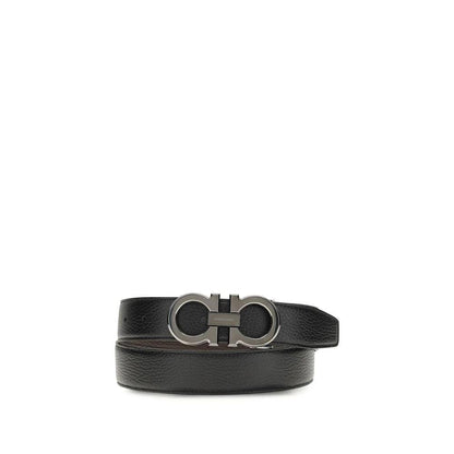 Ferragamo Black Calf Leather Bos Taurus Regular Belt
