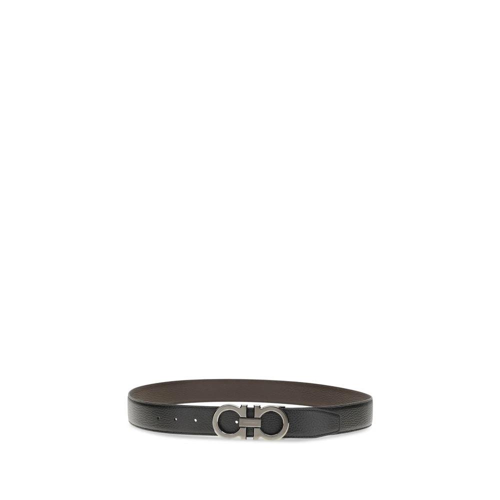 Ferragamo Black Calf Leather Bos Taurus Regular Belt