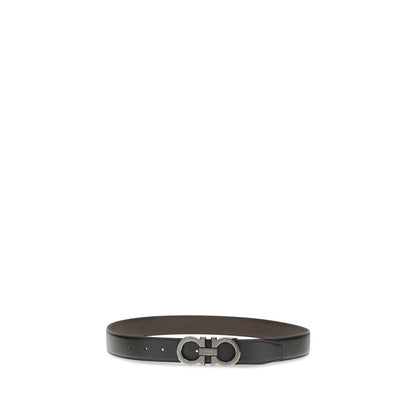 Ferragamo Black Calf Leather Bos Taurus Regular Belt