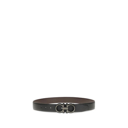 Ferragamo Black Calf Leather Bos Taurus Regular Belt