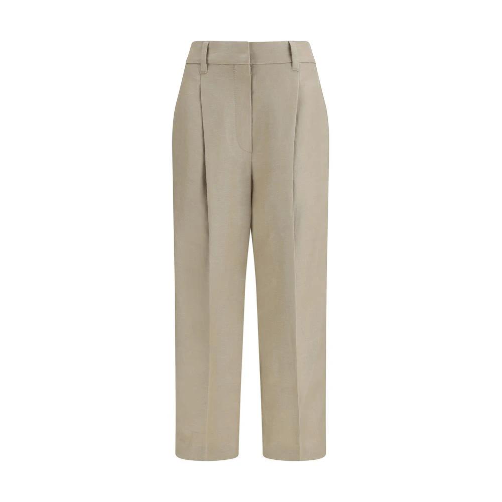 Brunello Cucinelli Beige Linen Casual Pants
