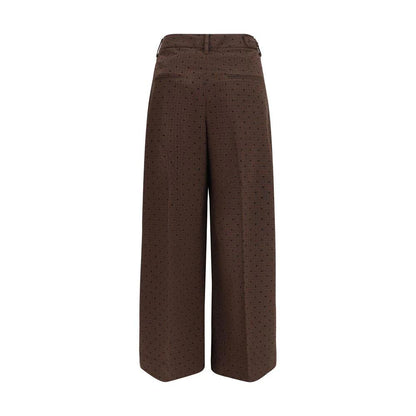 Ganni Brown Elastane Casual Pants