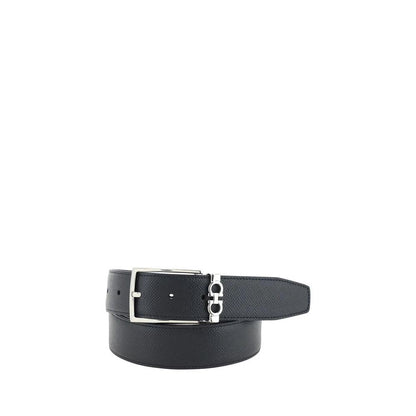 Ferragamo Black Calf Leather Bos Taurus Belt