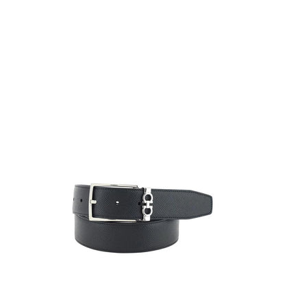 Ferragamo Black Calf Leather Bos Taurus Belt