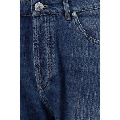 Brunello Cucinelli Blue Cotton Straight-Leg Jeans