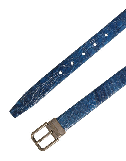 Dolce & Gabbana Navy Blue Leather Gold Tone Metal Buckle Belt