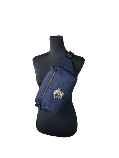 Versace Medusa Navy Nylon Belt Bag Waist Fanny Pack Purse