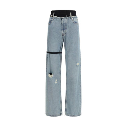 ALAINPAUL Blue Cotton High-Waisted Jean