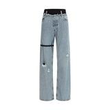 Load image into Gallery viewer, ALAINPAUL Blue Cotton High-Waisted Jean