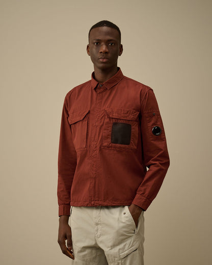 Cp Company 142A Organic Cotton Gabardine Overshirt In Sable