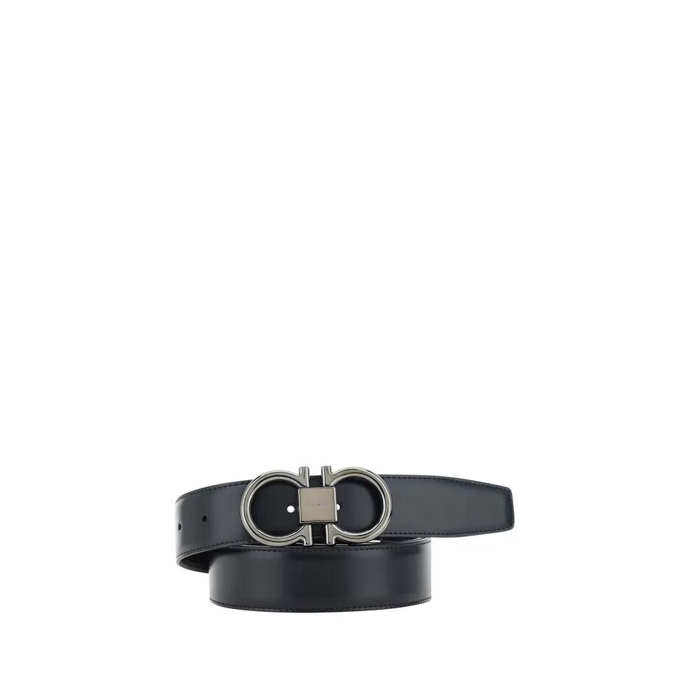Ferragamo Black Calf Leather Bos Taurus Regular Belt