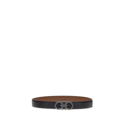 Ferragamo Black Calf Leather Bos Taurus Regular Belt