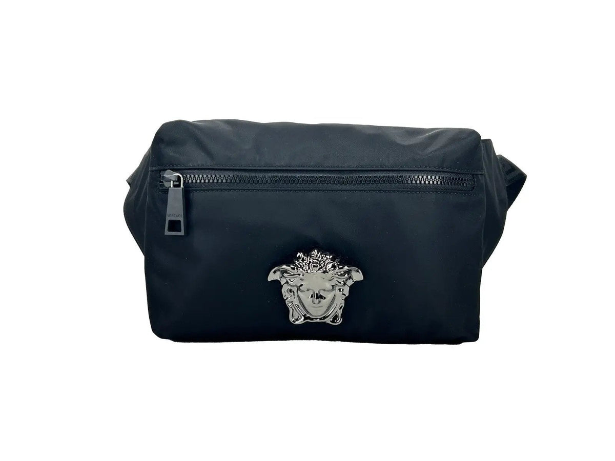 Versace Medusa Black Nylon Belt Bag Waist Fanny Pack Purse