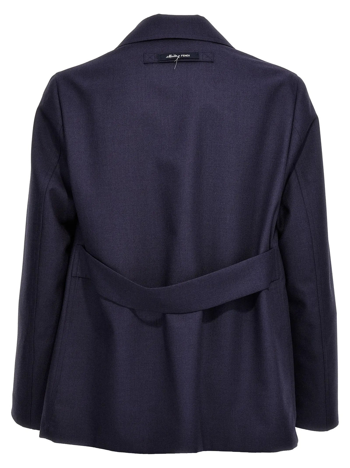 Fendi Blue Virgin Wool Full-Length Jacket