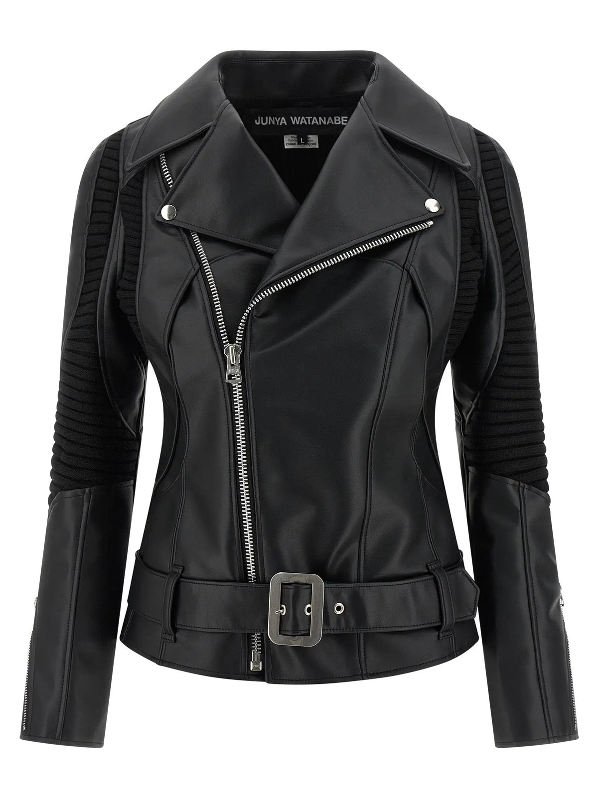 Junya Watanabe Black Artificial Leather Biker Jacket